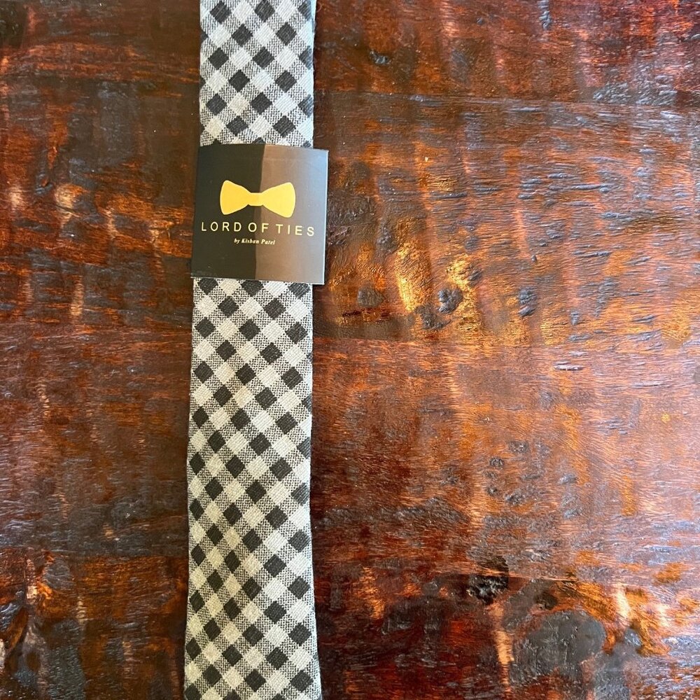 Brand New Lord of Ties Modern Cut Black and Grey Men's Tie